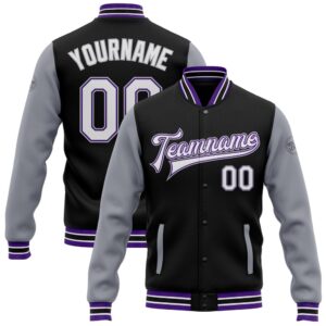 Custom Black White Purple Gray Bomber Full…