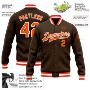 Custom Brown Orange White Bomber Full Snap Baseball Jacket Custom Team Jacket 2 mkoupw.jpg