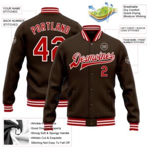 Custom Brown Red White Bomber Full Snap Baseball Jacket Custom Team Jacket 2 sq3sb3.jpg