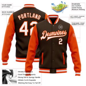 Custom Brown White Orange Bomber Full Snap Varsity Baseball Jacket Custom Team Jacket 2 pq6uox.jpg