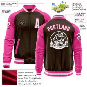 Custom Brown White Pink Bomber Varsity Baseball Jacket Custom Team Jacket 2 hoktia.jpg