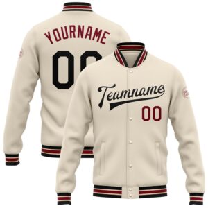 Custom Cream Black Crimson City Cream Bomber…