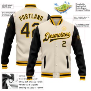 Custom Cream Black Gold Bomber Full Snap Varsity Baseball Jacket Custom Team Jacket 2 sq5whu.jpg