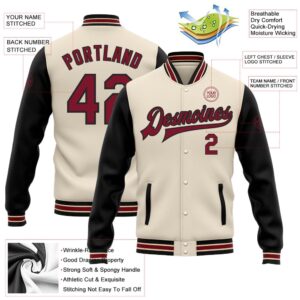 Custom Cream Crimson Black City Cream Bomber Full Snap Varsity Baseball Jacket Custom Team Jacket 2 mhihqy.jpg