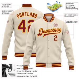 Custom Cream Crimson Gold Bomber Full Snap Baseball Jacket Custom Team Jacket 2 zjkqa2.jpg