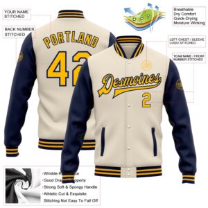 Custom Cream Gold Navy Bomber Full Snap Varsity Baseball Jacket Custom Team Jacket 2 es0lmr.jpg
