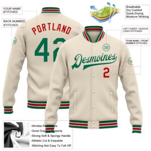 Custom Cream Kelly Green Red Bomber Full Snap Baseball Jacket Custom Team Jacket 2 zsxuov.jpg