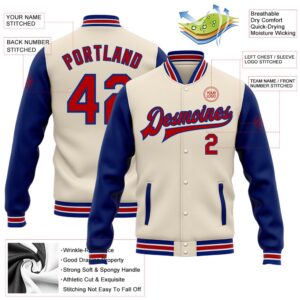 Custom Cream Red Royal Bomber Full Snap Varsity Baseball Jacket Custom Team Jacket 2 rjpstr.jpg