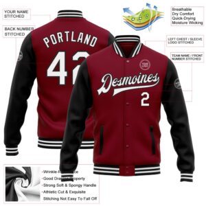 Custom Crimson White Black Bomber Full Snap Varsity Baseball Jacket Custom Team Jacket 2 cqyyal.jpg