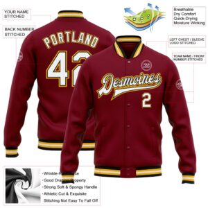 Custom Crimson White Black Gold Bomber Full Snap Baseball Jacket Custom Team Jacket 2 euertd.jpg