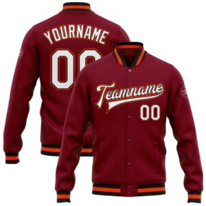 Custom Crimson White Black Orange Bomber Full…