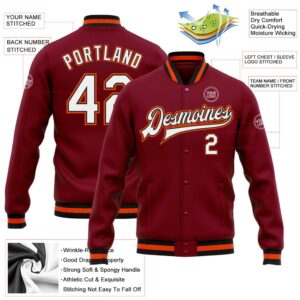 Custom Crimson White Black Orange Bomber Full Snap Baseball Jacket Custom Team Jacket 2 ctn6fa.jpg