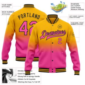 Custom Gold Pink Black Bomber Full Snap Baseball Jacket Custom Team Jacket 2 tawnxb.jpg