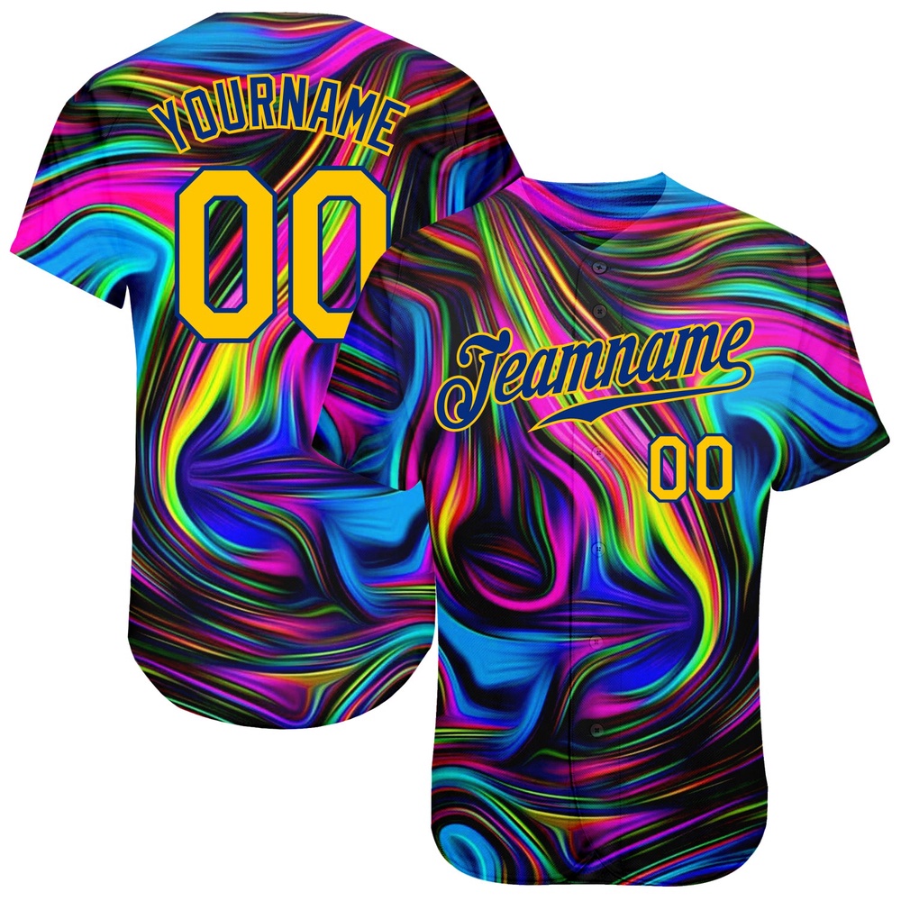 3D Pattern Design Abstract Colorful Psychedelic Fluid Art Authentic Baseball Jersey, Custom Baseball Jersey, Personalized Sport Jersey