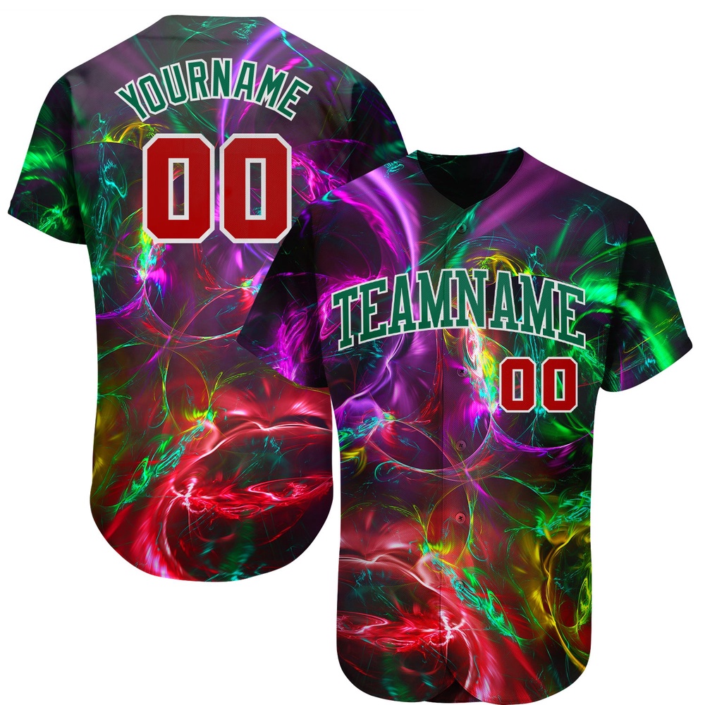 3D Pattern Design Abstract Fractal Rendering Authentic Baseball Jersey, Custom Baseball Jersey, Personalized Sport Jersey