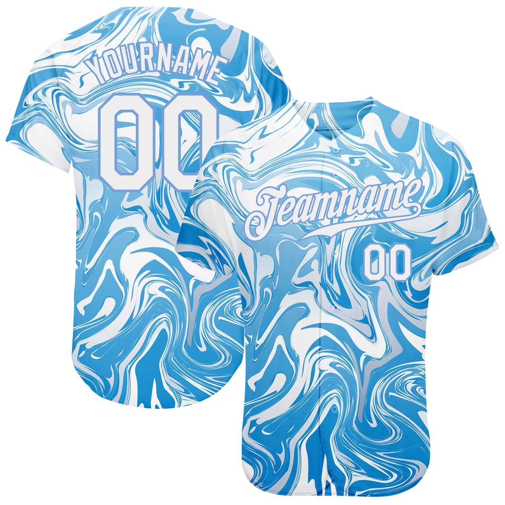 3D Pattern Design Abstract Ocean With Waves Fluid Art Authentic Baseball Jersey, Custom Baseball Jersey, Personalized Sport Jersey