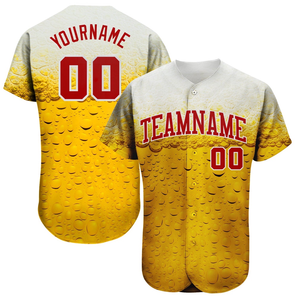 3D Pattern Design Bubble Of Beer In Glass Authentic Baseball Jersey, Custom Baseball Jersey, Personalized Sport Jersey