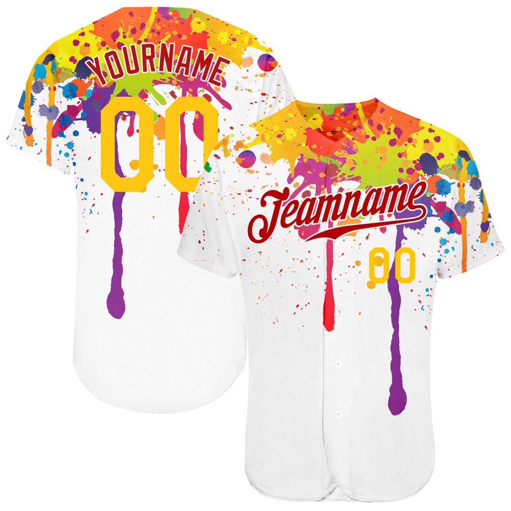 3D Pattern Design Colorful Bright Ink Splashes Authentic Baseball Jersey, Custom Baseball Jersey, Personalized Sport Jersey
