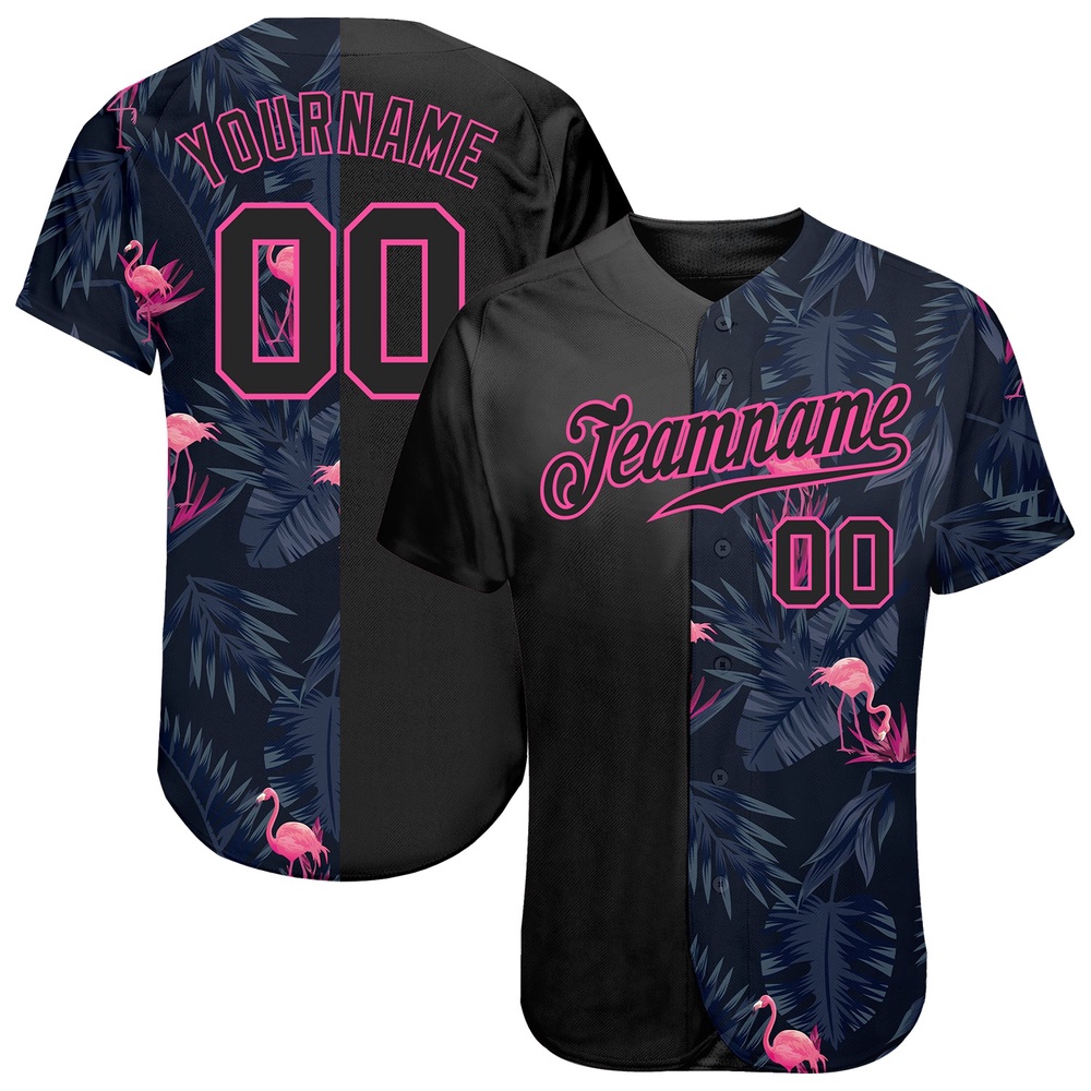3D Pattern Design Flamingo Authentic Baseball Jersey, Custom Baseball Jersey, Personalized Sport Jersey