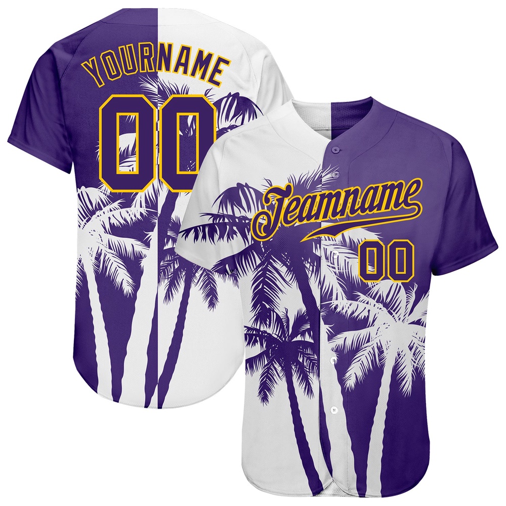 3D Pattern Design Hawaii Coconut Trees Authentic Baseball Jersey, Custom Baseball Jersey, Personalized Sport Jersey