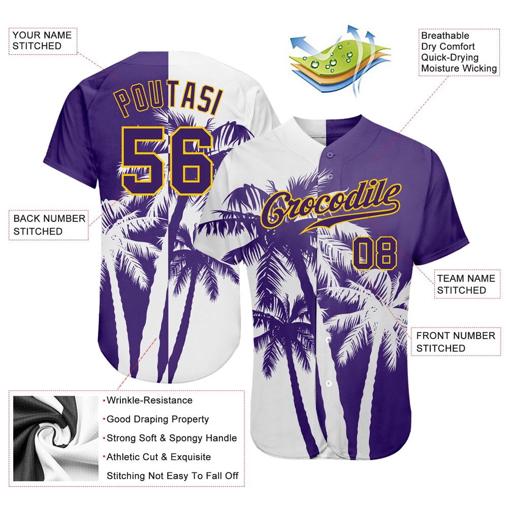 3D Pattern Design Hawaii Coconut Trees Authentic Baseball Jersey, Custom Baseball Jersey, Personalized Sport Jersey