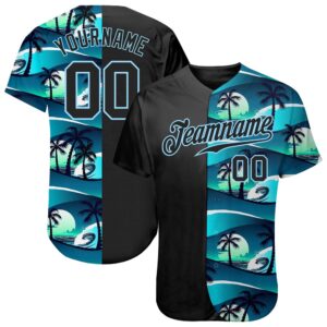 3D Pattern Design Tropical Hibiscus And Palm Trees Authentic Baseball Jersey, Custom Baseball Jersey, Personalized Sport Jersey