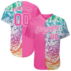 3D Pattern Design Tropical Palm Leaves Authentic Baseball Jersey, Custom Baseball Jersey, Personalized Sport Jersey