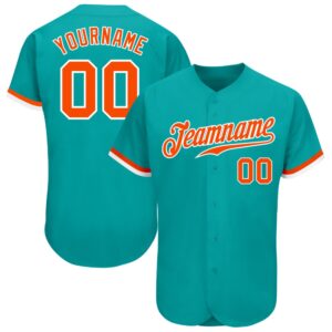 Aqua Orange-White Authentic Baseball Jersey, Custom Baseball…