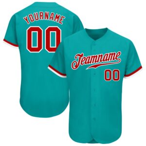 Aqua Red-White Authentic Baseball Jersey, Custom Baseball…
