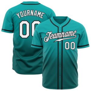Aqua White-Teal Authentic Fade Fashion Baseball Jersey,…