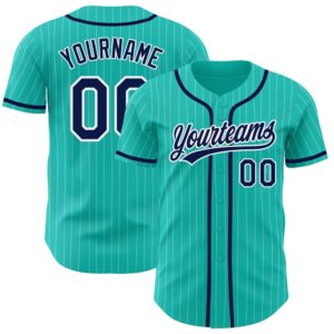 Aqua White Pinstripe Navy Authentic Baseball Jersey,…