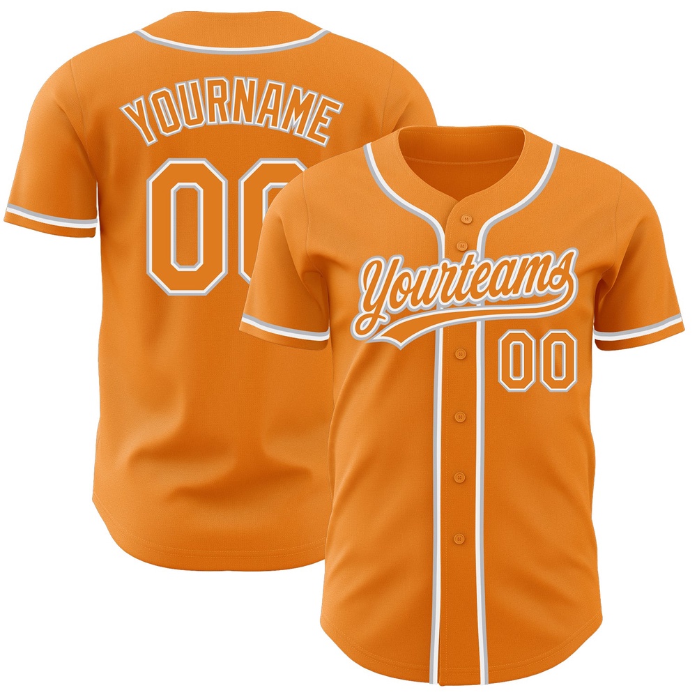Bay Orange White-Gray Authentic Baseball Jersey, Custom Baseball Jersey, Personalized Sport Jersey