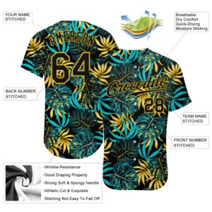 Black Black Gold 3D Pattern Design Tropical Palm Leaves Authentic Baseball Jersey Custom Baseball Jersey Personalized Sport Jersey 2 ef3pqs.jpg