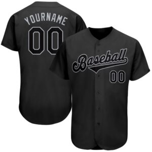 Black Black-Gray Authentic Baseball Jersey, Custom Baseball…