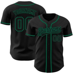 Black Black-Kelly Green Authentic Baseball Jersey, Custom…