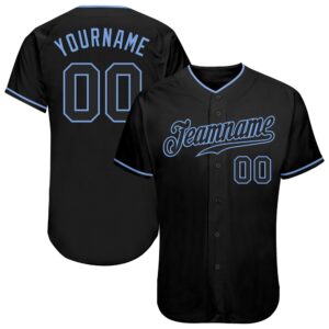 Black Black-Light Blue Authentic Baseball Jersey, Custom…