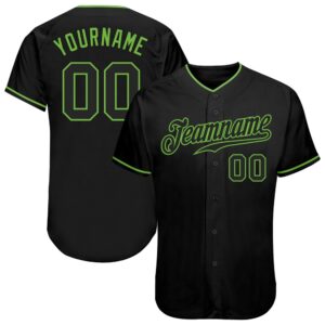Black Black-Neon Green Authentic Baseball Jersey, Custom…