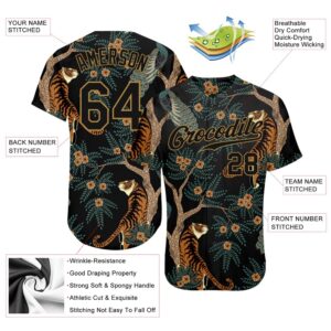 Black Black Old Gold 3D Pattern Design Tiger And Peacock Authentic Baseball Jersey Custom Baseball Jersey Personalized Sport Jersey 2 cye8ls.jpg