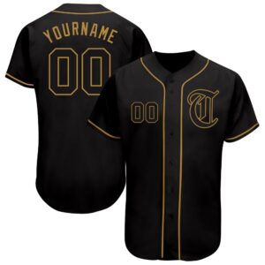 Black Black-Old Gold Authentic Baseball Jersey, Custom…