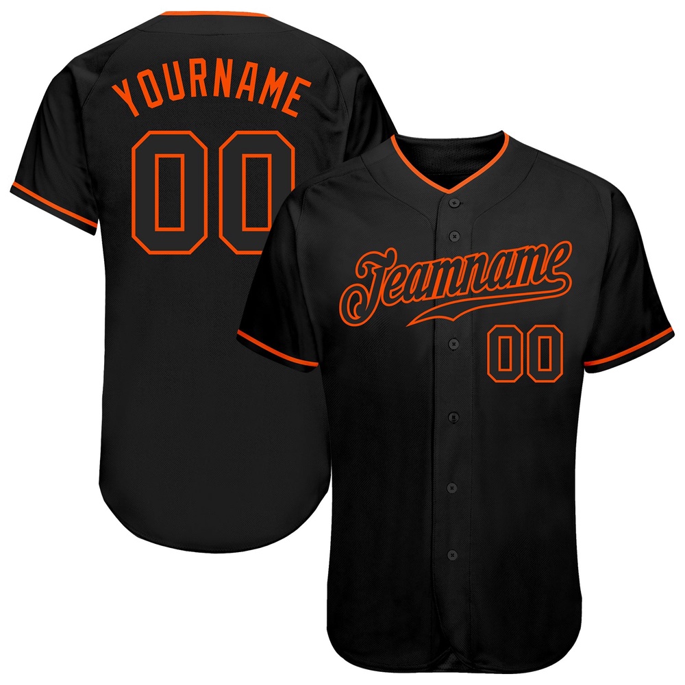 Black Black-Orange Authentic Baseball Jersey, Custom Baseball Jersey, Personalized Sport Jersey Black Black-Orange Authentic Baseball Jersey, Custom Baseball Jersey, Personalized Sport Jersey