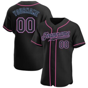 Black Black-Pink Authentic Baseball Jersey, Custom Baseball…