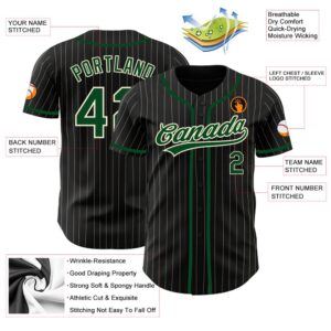 Black Cream Pinstripe Green Authentic Baseball Jersey Custom Baseball Jersey Personalized Sport Jersey 2 f8cxo0.jpg