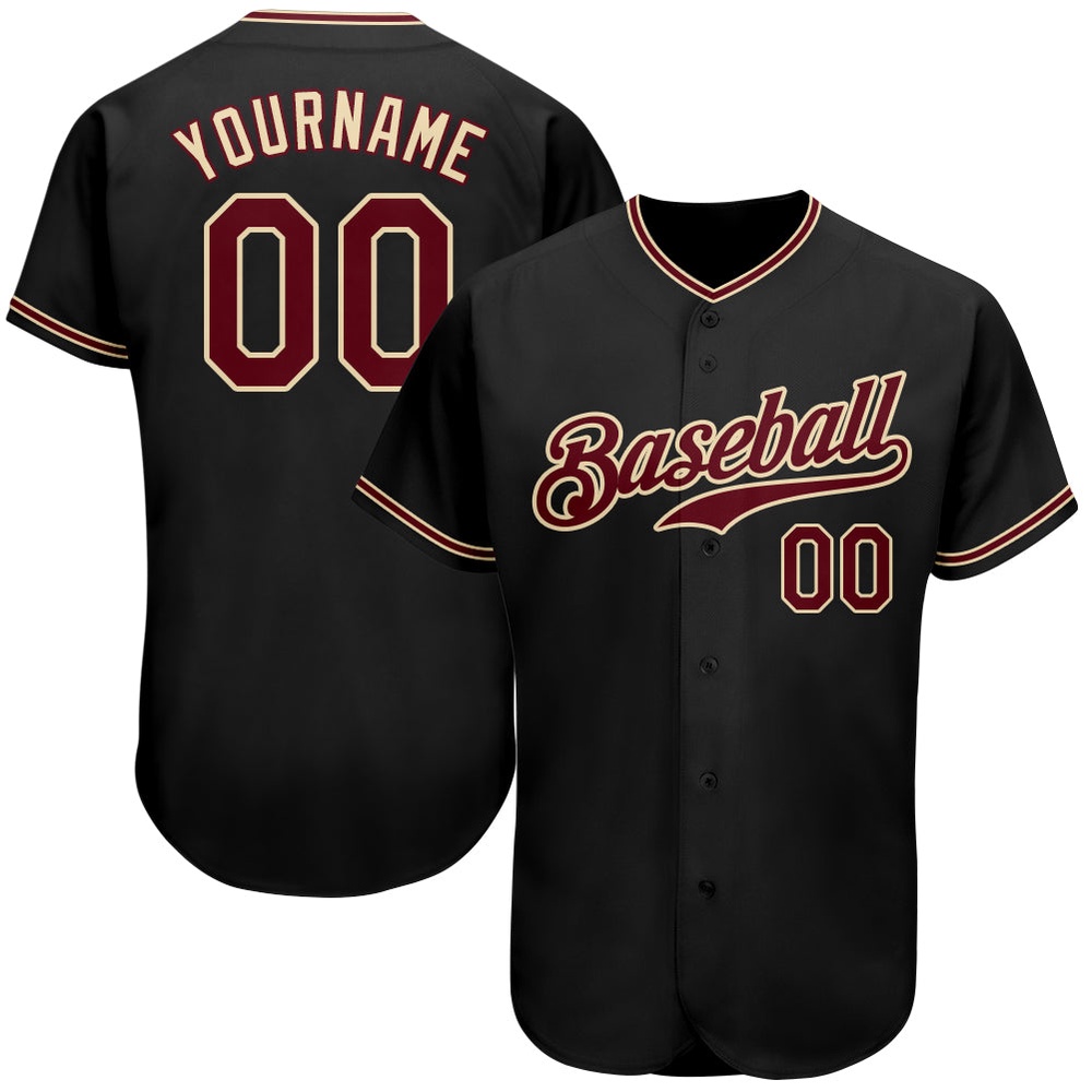 Black Crimson-City Cream Authentic Baseball Jersey, Custom Baseball Jersey, Personalized Sport Jersey Black Crimson-City Cream Authentic Baseball Jersey, Custom Baseball Jersey, Personalized Sport Jersey