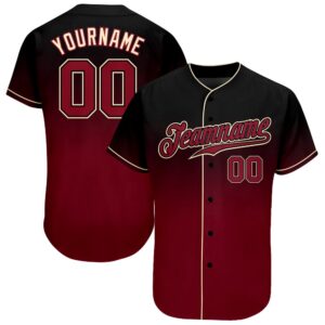 Black Crimson-Cream Authentic Fade Fashion Baseball Jersey,…