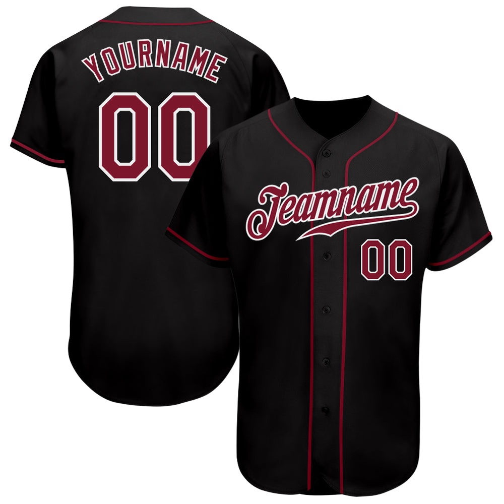 Black Crimson-White Authentic Baseball Jersey, Custom Baseball Jersey, Personalized Sport Jersey Black Crimson-White Authentic Baseball Jersey, Custom Baseball Jersey, Personalized Sport Jersey
