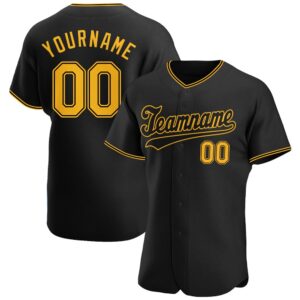 Black Gold-Black Authentic Baseball Jersey, Custom Baseball…