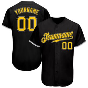 Black Gold-Gray Authentic Baseball Jersey, Custom Baseball…