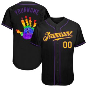 Black Gold-Purple Rainbow Colored Hand For Pride…