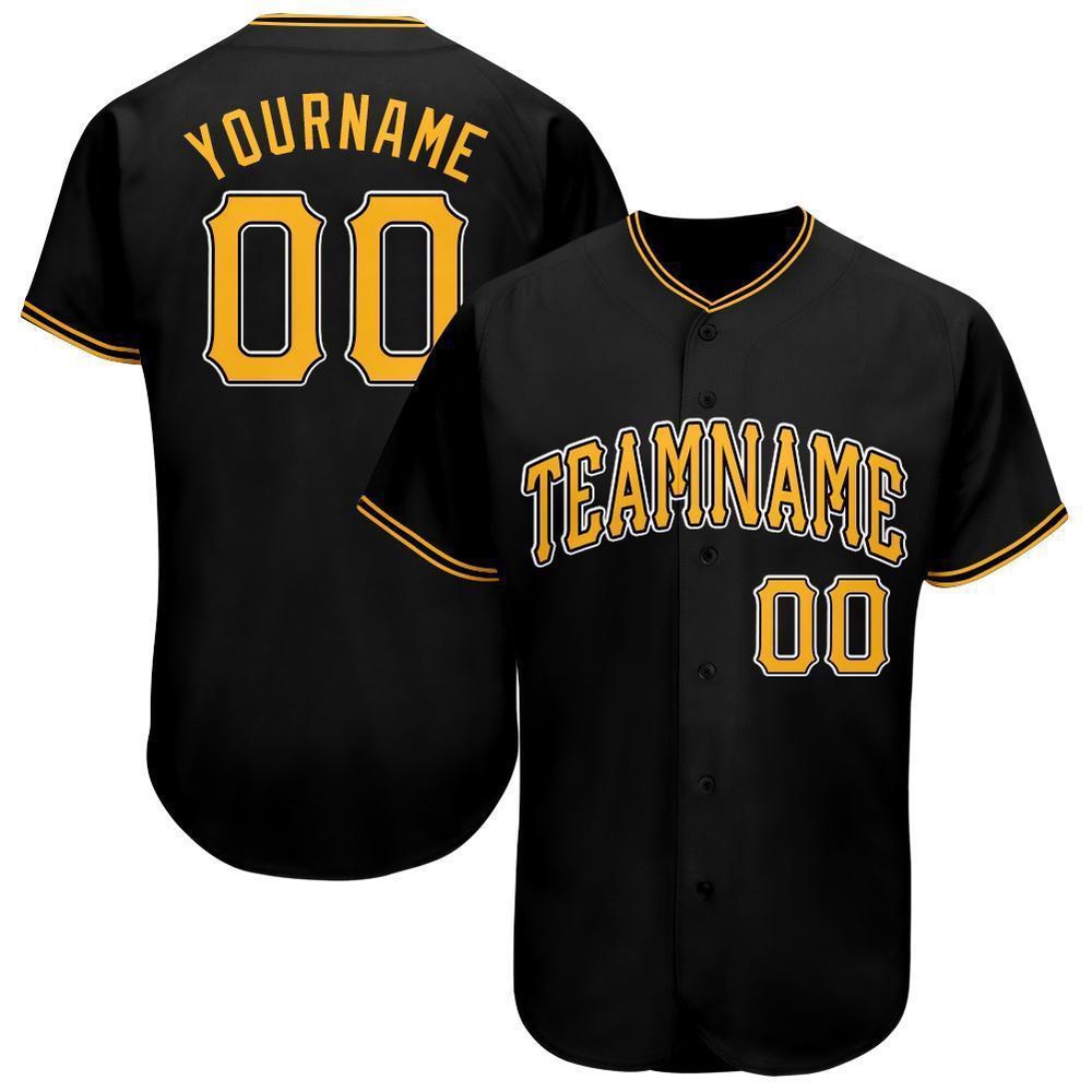 Black Gold-White Baseball Jersey, Custom Baseball Jersey, Personalized Sport Jersey