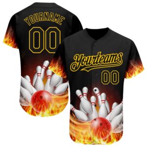 Black Gold 3D Pattern Design Flame Bowling…